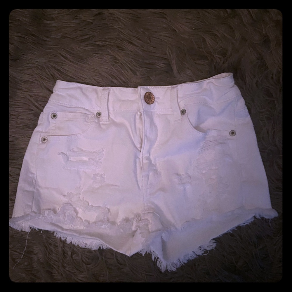American eagle white stretch denim shorts